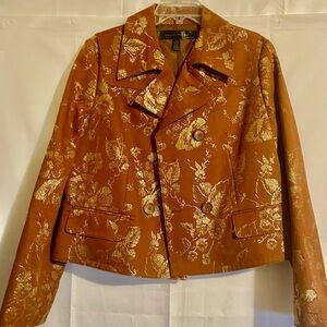 Women’s Luxury Is A State of Mind Metallic Floral Women's Button Up Blazer Size